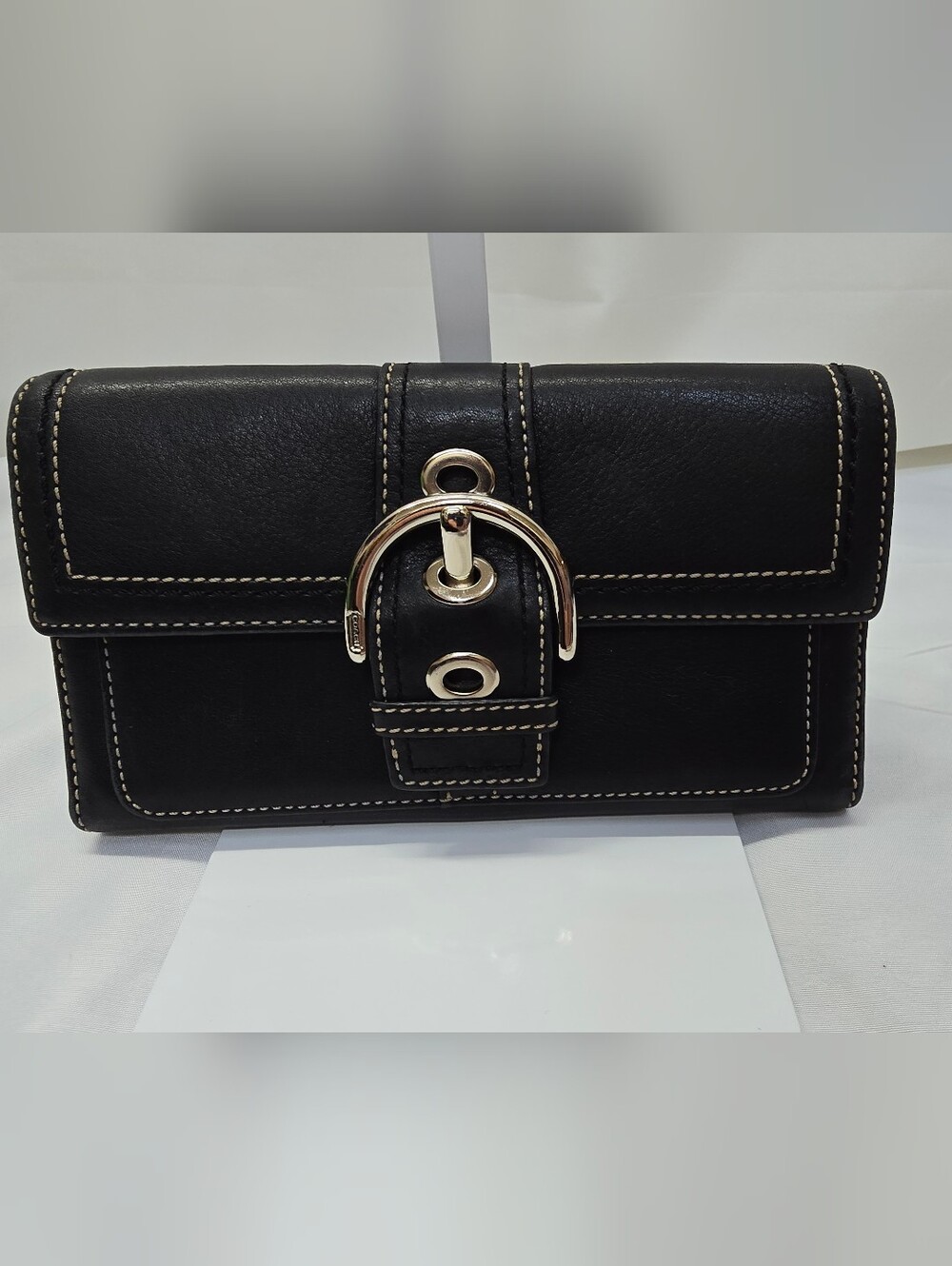 Coach Soho Black Leather Buckle Wallet Organizer Y2K